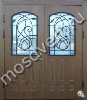 Дверь МДФ в коттедж с ковкой и стеклом - купить от производителя Мосдвери Дверь МДФ в коттедж с ковкой и стеклом