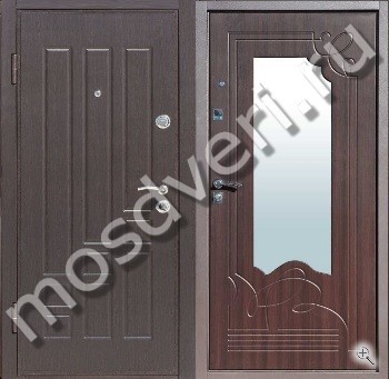 Входная металлическая теплая уличная дверь с зеркалом TD-31 - купить от производителя Мосдвери Входная металлическая теплая уличная дверь с зеркалом TD-31