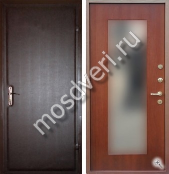 Входная дверь с отделкой коричневой винилискожей и зеркалом - купить от производителя Мосдвери Входная дверь с отделкой коричневой винилискожей и зеркалом