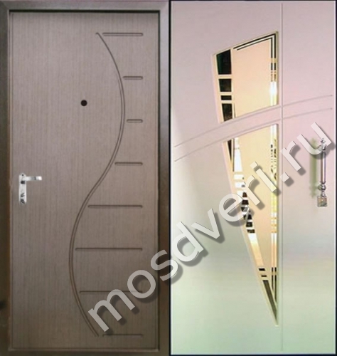 Темная входная дверь с отделкой ламинат и зеркалом ВДЗ-865 - купить от производителя Мосдвери Темная входная дверь с отделкой ламинат и зеркалом ВДЗ-865